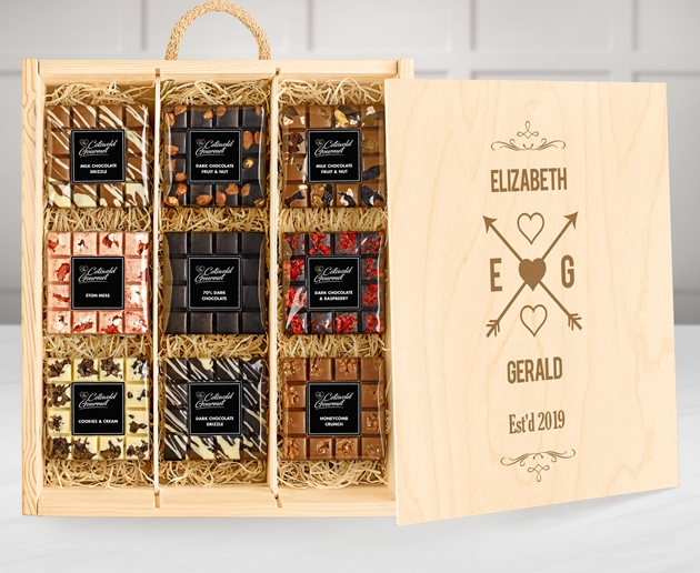Anniversary & Wedding Large Personalised Variety Chocolate Tasting Experience - Gourmet Bars